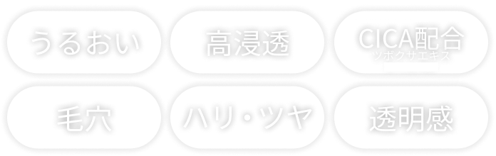 うるおい 高浸透 CICA配合 ツボクサエキス 毛穴 ハリ・ツヤ 透明感