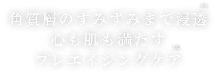 角質層のすみずみまで浸透※1心も肌も満たすプレエイジングケア※2