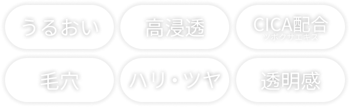うるおい 高浸透 CICA配合 ツボクサエキス 毛穴 ハリ・ツヤ 透明感